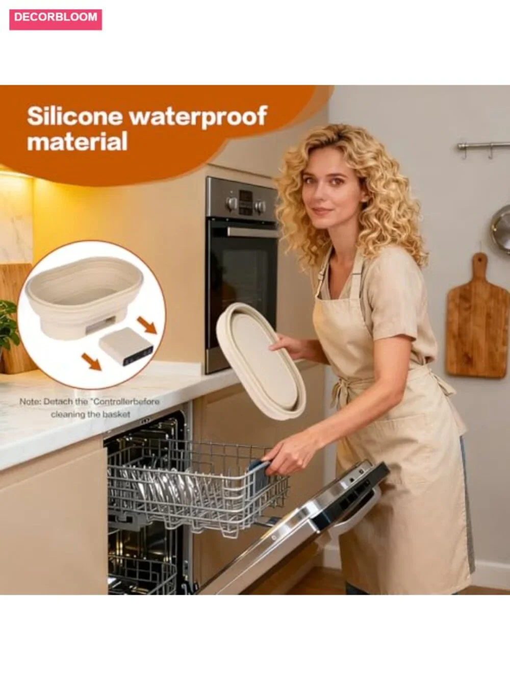 Electric Thermostatic Bread Proofing Basket 2L Silicone Collapsible with Timer